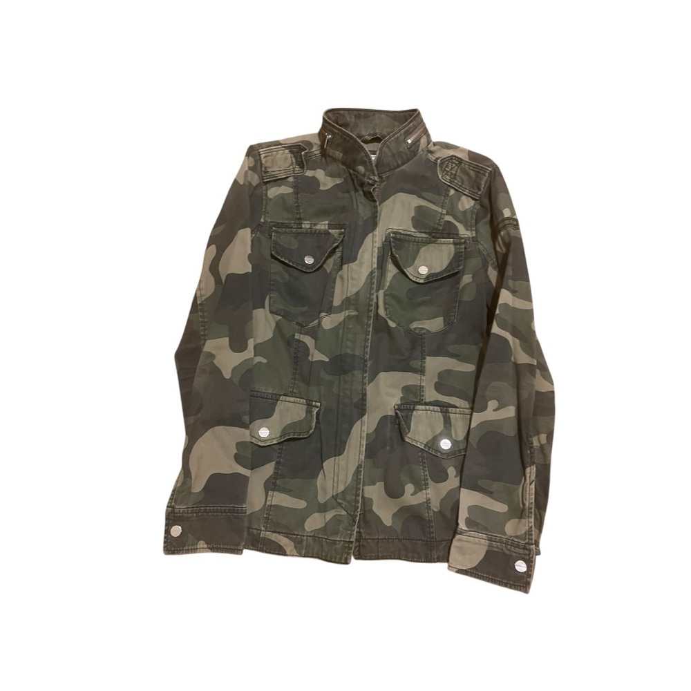 Abercrombie & Fitch Camo Y2K Full Zip Canvas Utility Outerwear Women Jacket Sz M